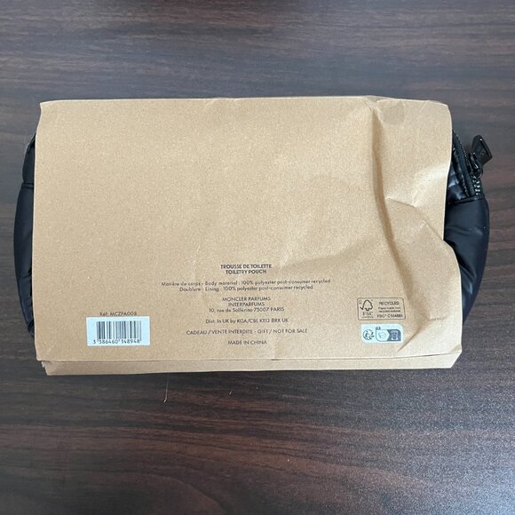 Moncler Black VIP Toiletry Bag Cosmetic Clutch Makeup Puffer Purse New - Picture 7 of 9